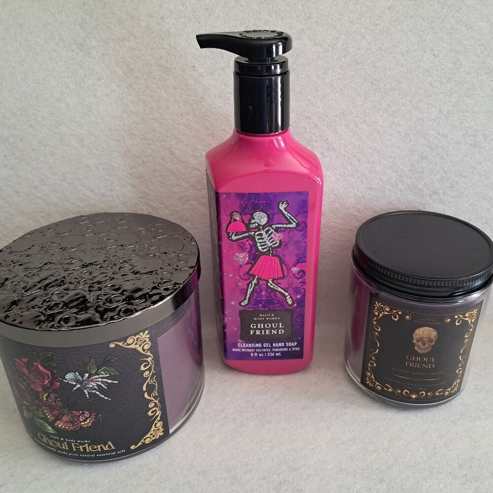 3x Bath & Body Works GHOUL FRIEND 3 Wick / Single Wick Candle / Gel Soap NEW